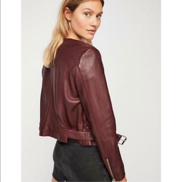 Free People Victory Leather Moto Jacket/Size M - Picture 5 of 12